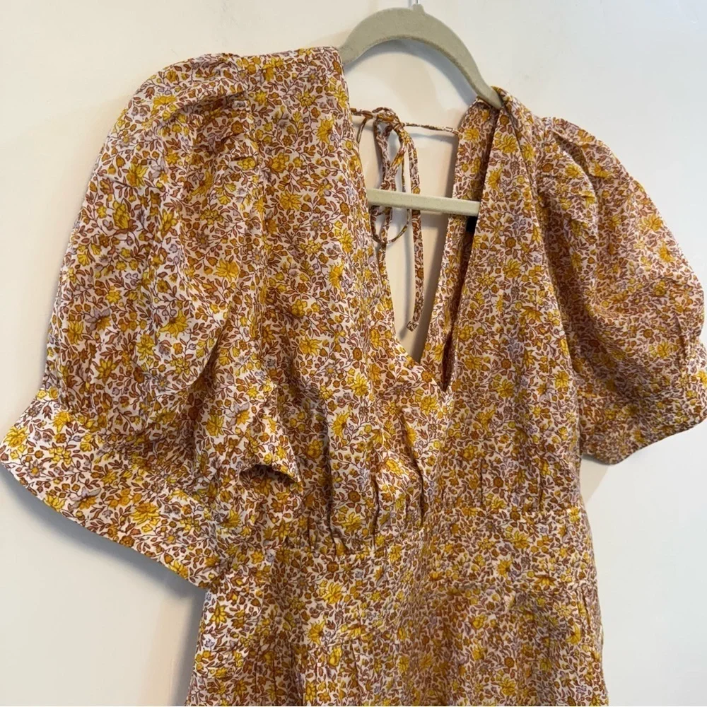 J. CREW puff Sleeve V Neck Top In Scattered Blooms NWT